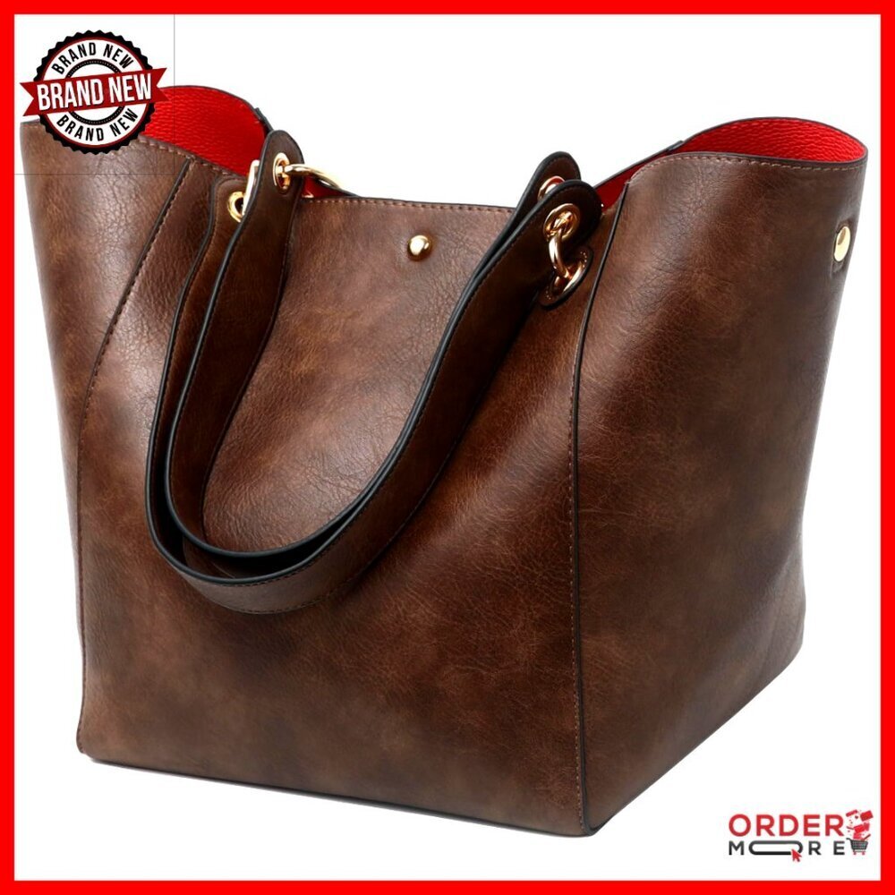 Large Work Tote Bag with Crossbody Strap, Waterproof Vegan Leather, 25L Capacity